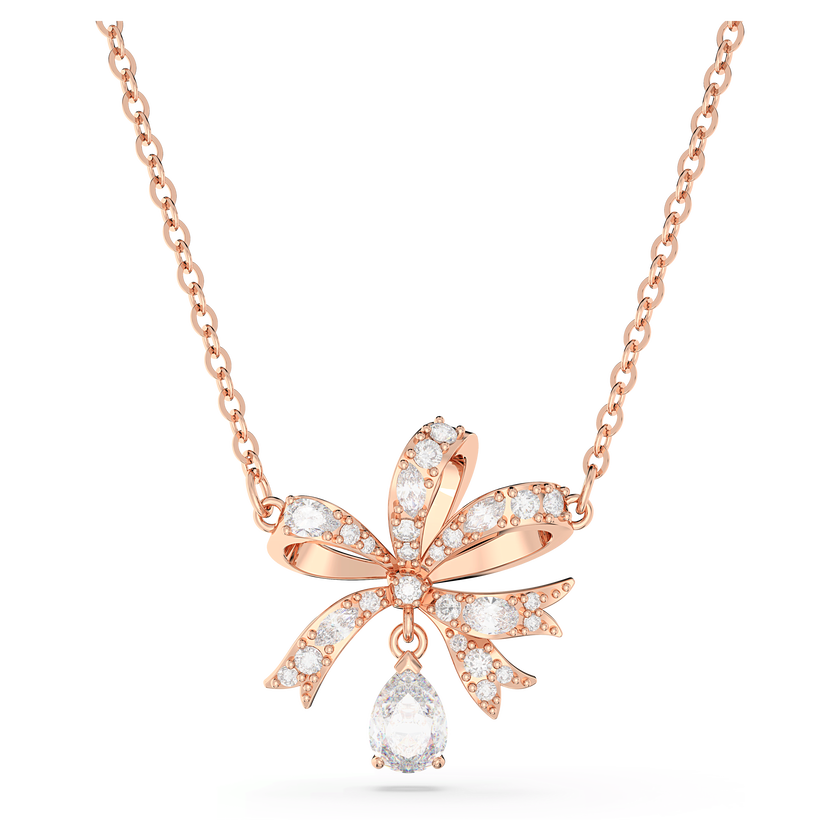 swarovski volta necklace  bow  small  white  rose gold tone plated
