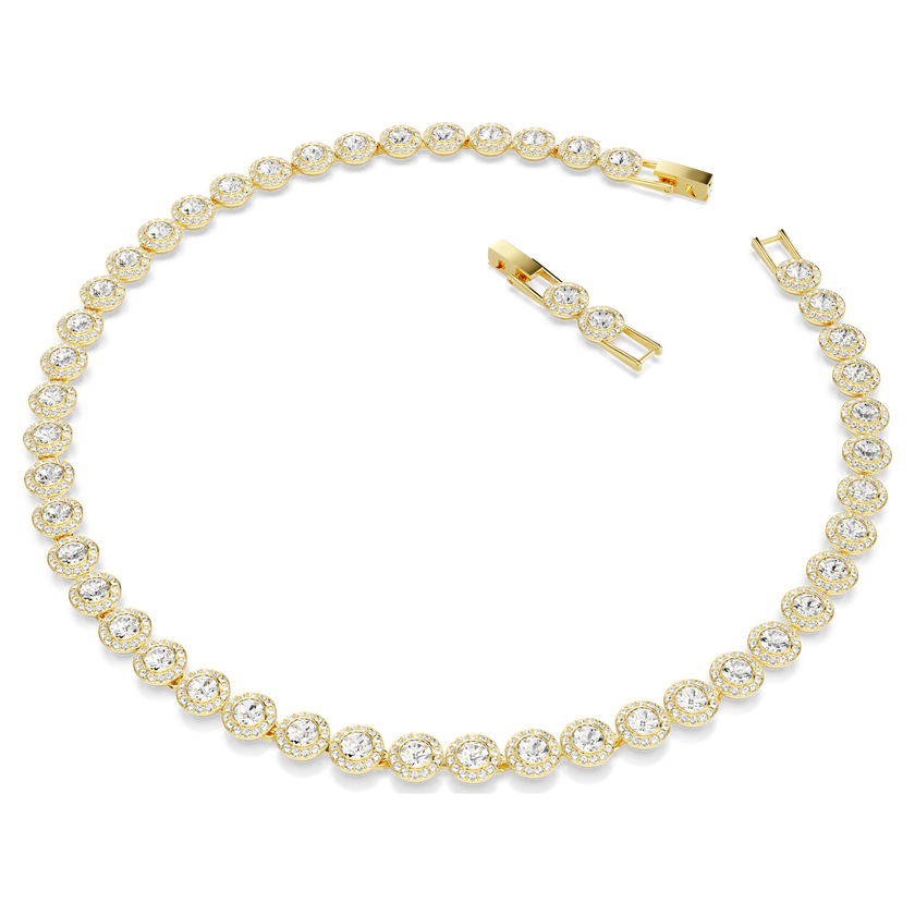 swarovski una angelic tennis necklace  round cut  white  gold tone plated