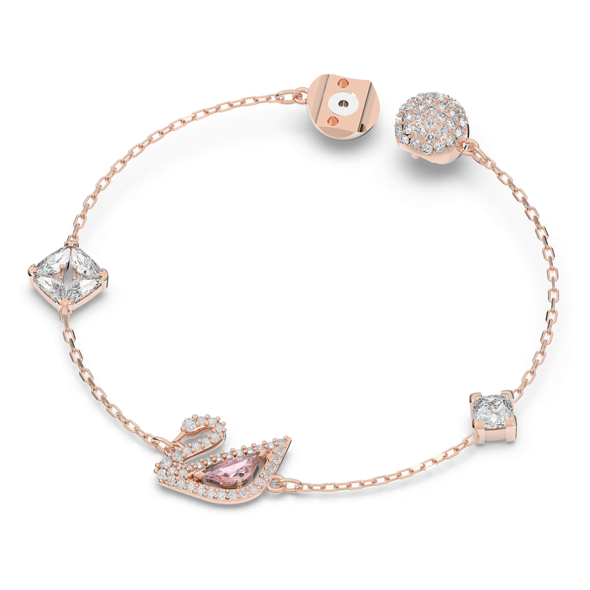 swarovski swan bracelet  swan  pink  18k rose gold finish