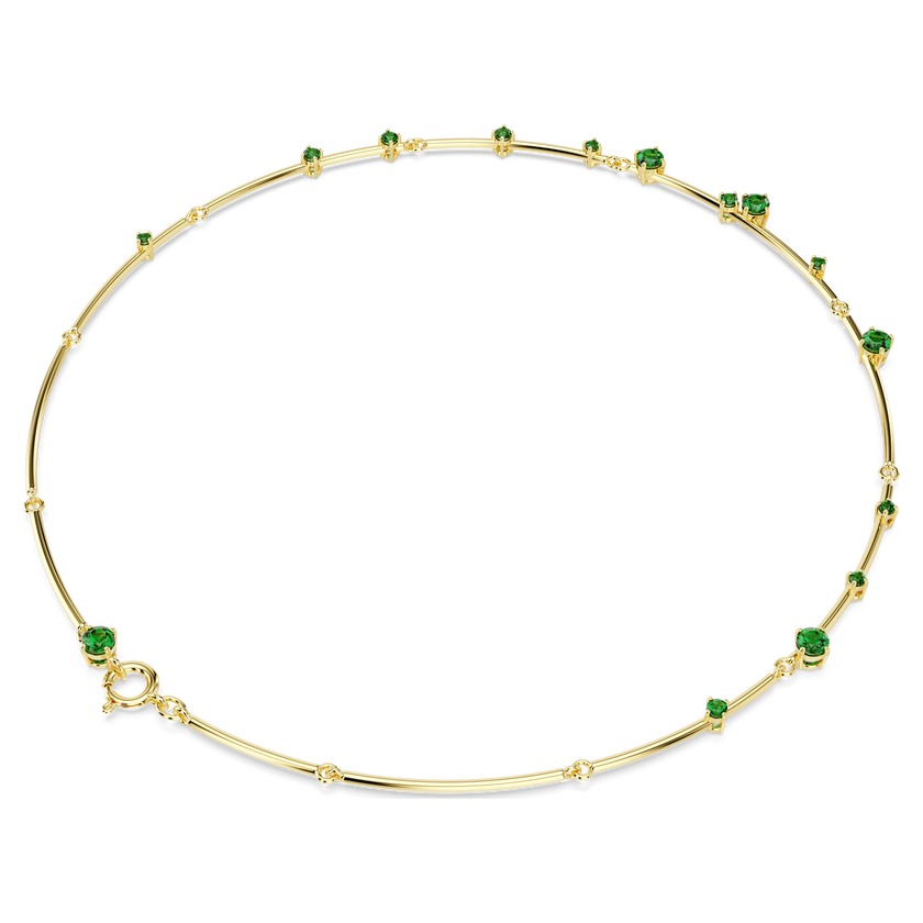 swarovski constella necklace  mixed round cuts  green  gold tone plated