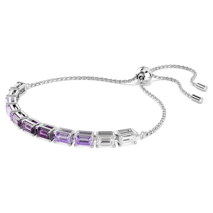 swarovski matrix bracelet  baguette cut  purple  rhodium plated