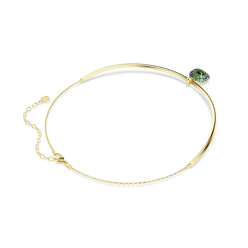 swarovski sublima choker  octagon cut  green  18k gold finish