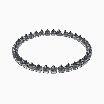 Chroma necklace, Spike crystals, Gray, Ruthenium plated