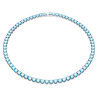 Matrix Tennis necklace, Round cut, Blue, Rhodium plated