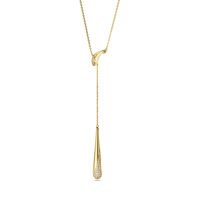 swarovski classica y pendant  round cut  white  sterling silver  18k gold finish