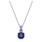 swarovski birthstone pendant  square cut  december  blue  rhodium plated