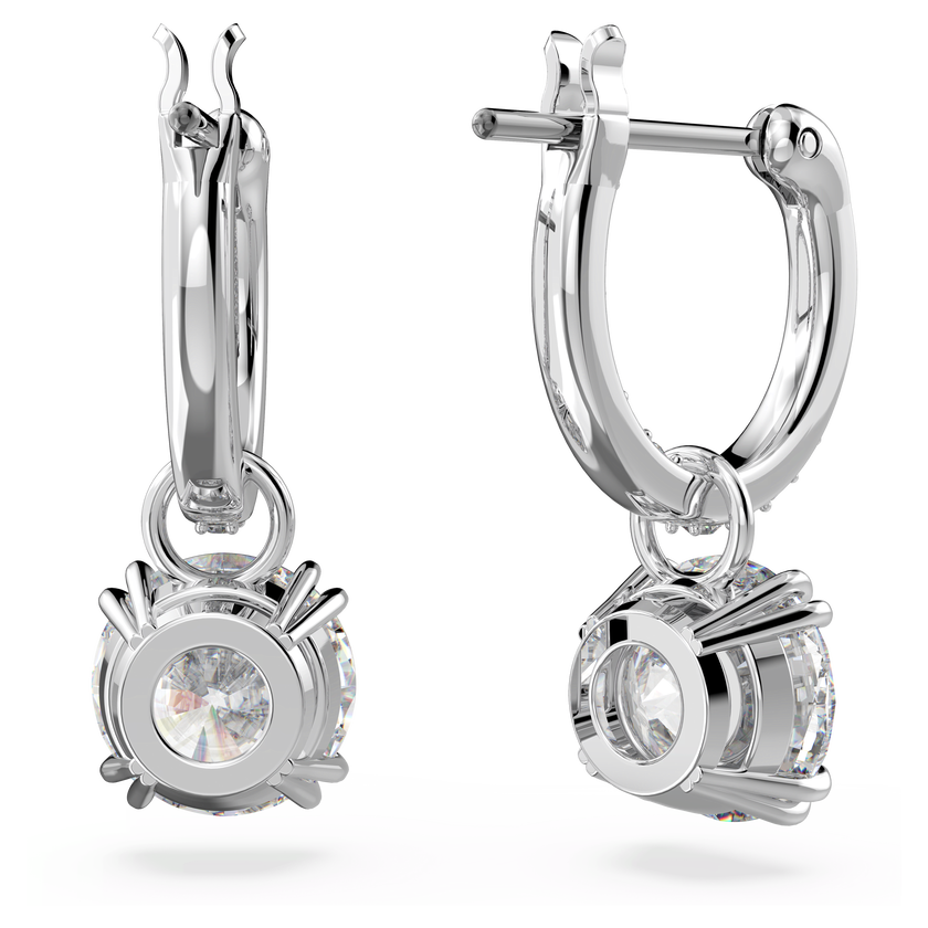 swarovski stilla drop earrings  round cut  white  rhodium plated