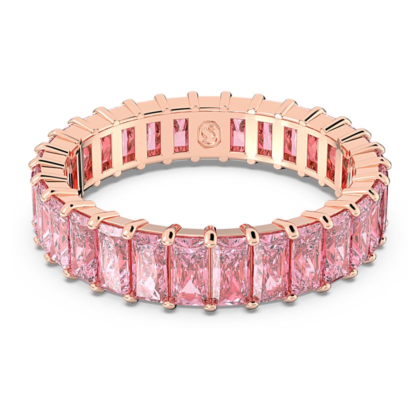 swarovski matrix ring  baguette cut  pink  18k rose gold finish