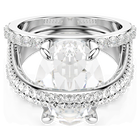 swarovski hyperbola cocktail ring  mixed cuts  white  rhodium plated