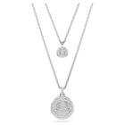 Meteora layered pendant, White, Rhodium plated