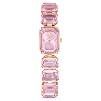 swarovski watch  octagon cut bracelet  pink  rose gold tone finish