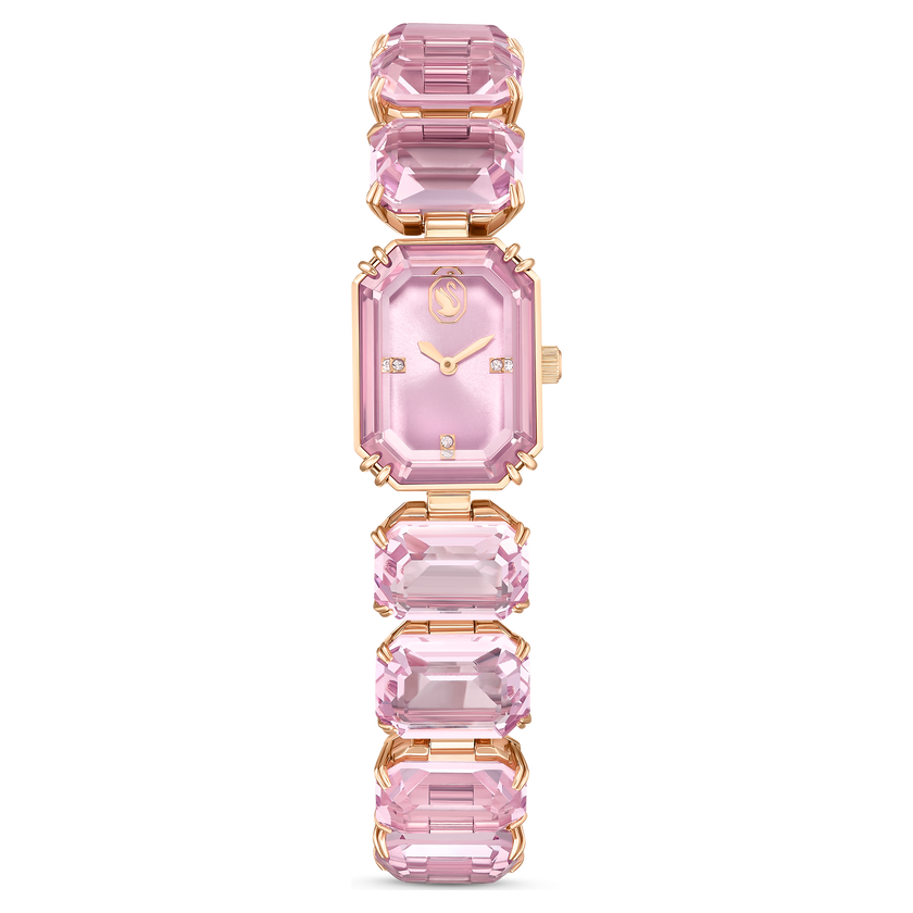 swarovski watch  octagon cut bracelet  pink  rose gold tone finish