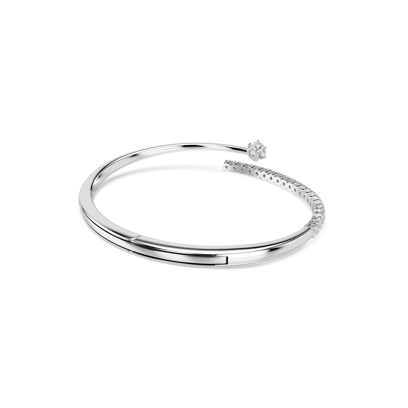 swarovski matrix bangle  round cut  white  rhodium plated