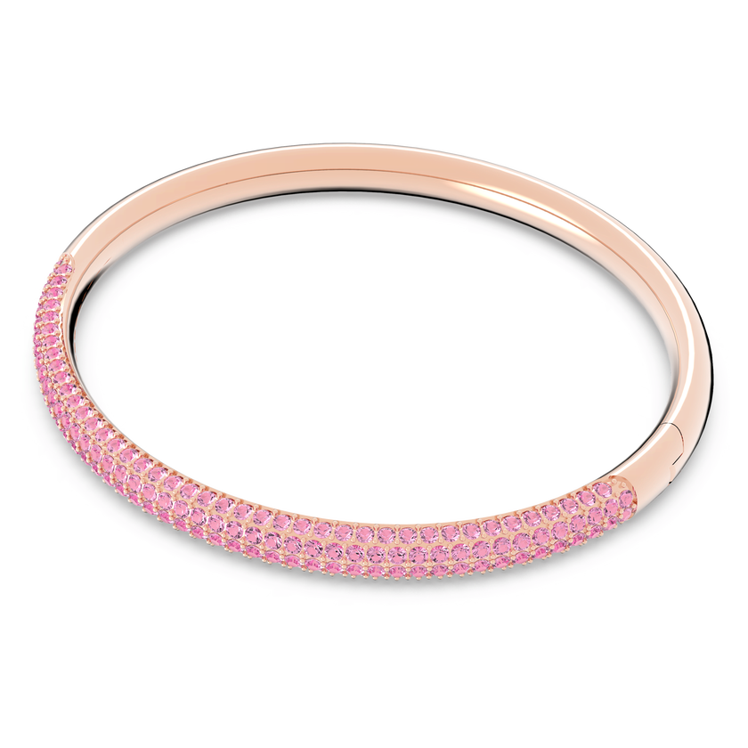 swarovski stone bangle  pink  rose gold tone pvd