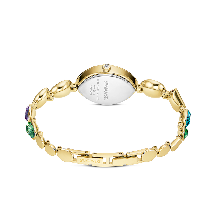 swarovski gema watch  crystal bracelet  gold tone  gold tone finish