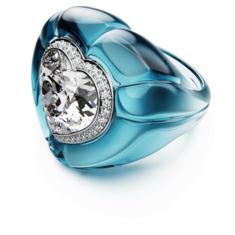 swarovski dulcis cocktail ring  heart cut  pav   heart  blue