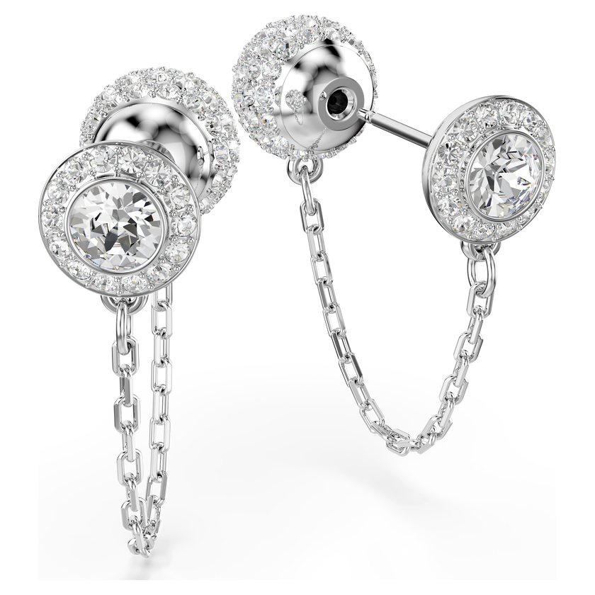 swarovski una angelic drop earrings  round cut  white  rhodium plated