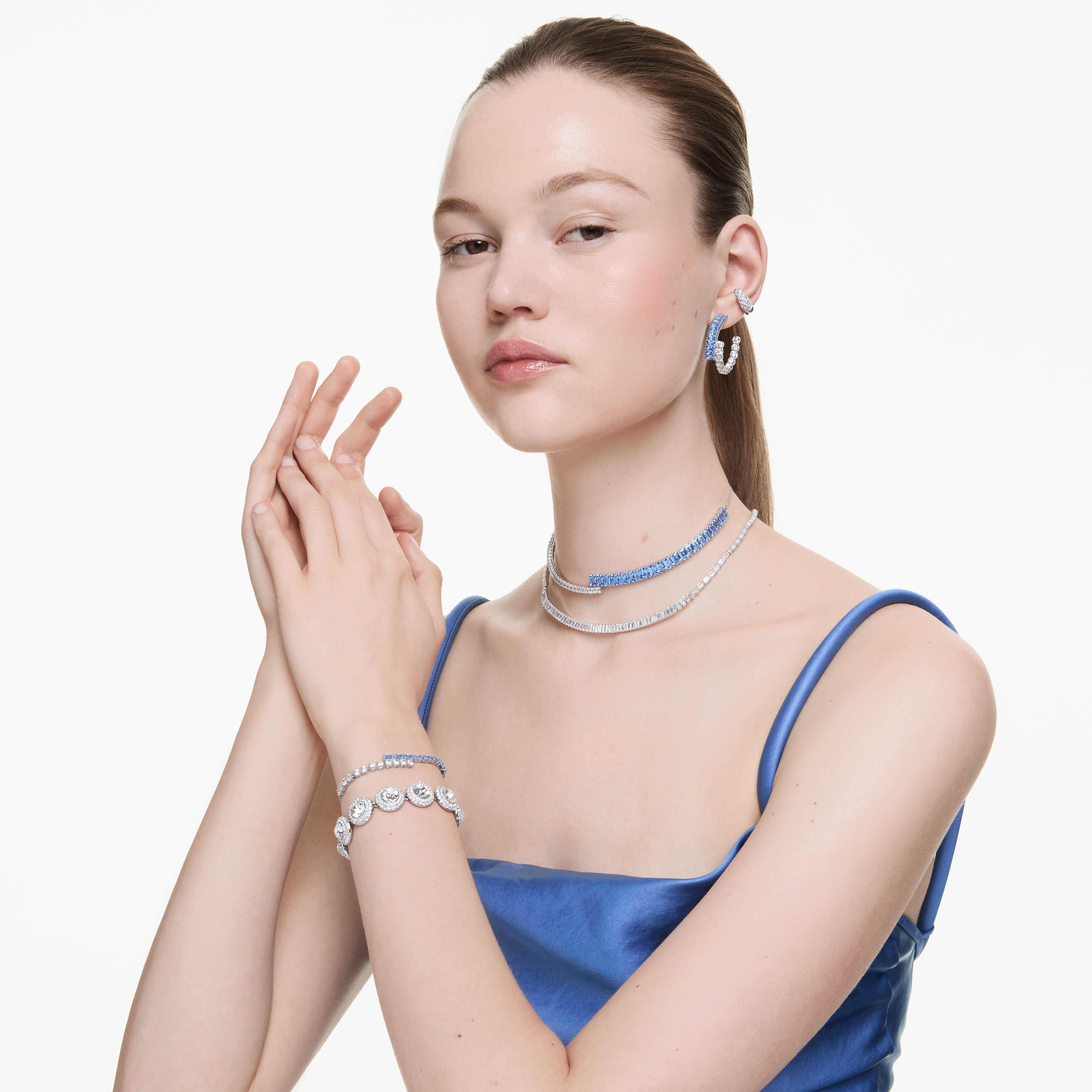 swarovski matrix necklace  baguette cut  white  rhodium plated