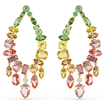 swarovski gema drop earrings  mixed cuts  chandelier  multicolored  gold tone plated