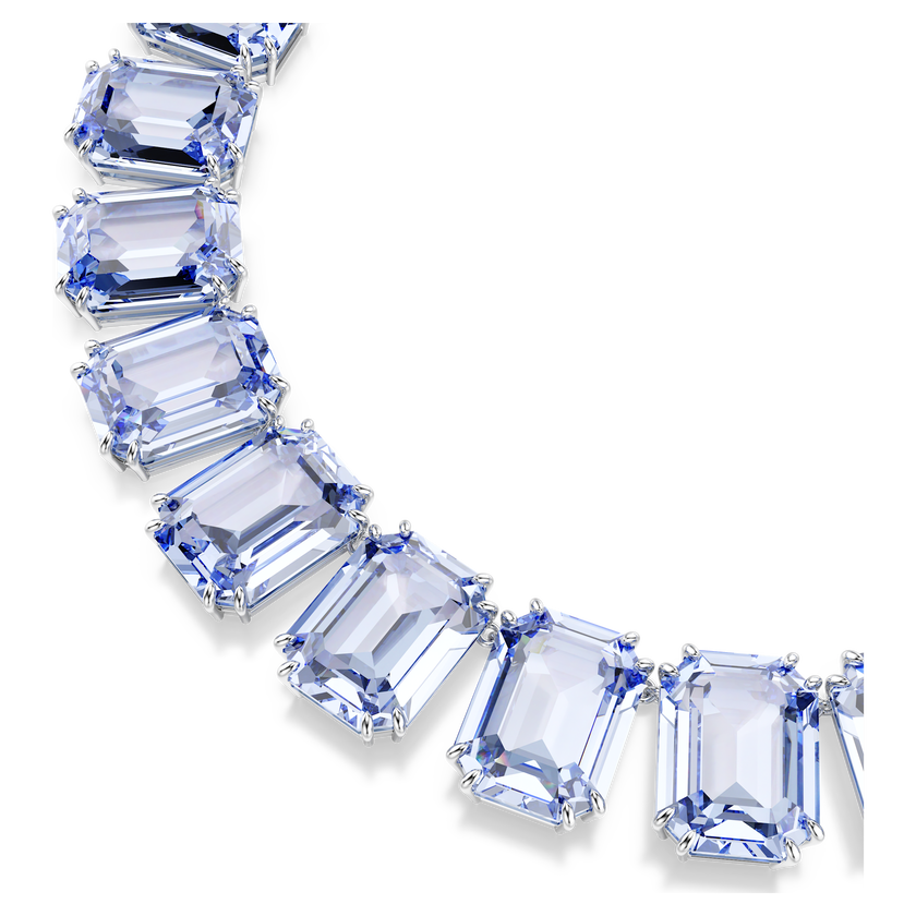swarovski millenia tennis necklace  octagon cut  blue  rhodium plated
