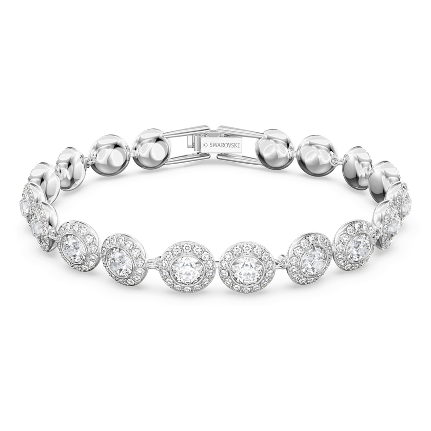 swarovski una angelic set  round cut  white  rhodium plated