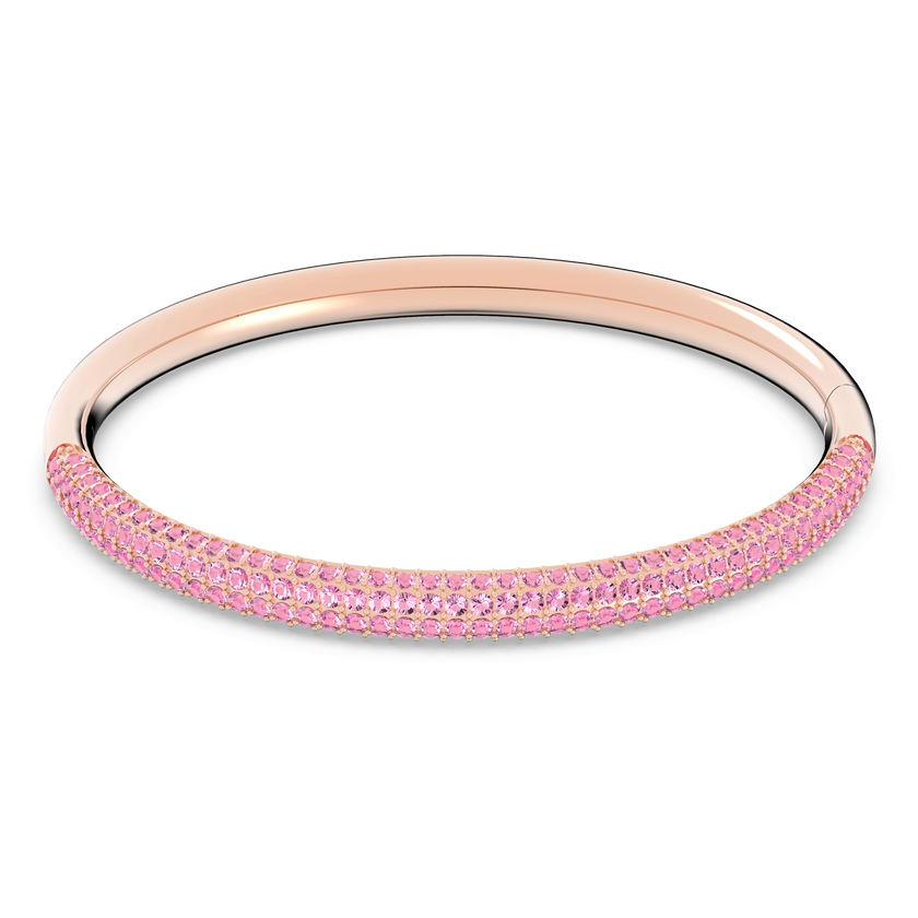 swarovski stone bangle  pink  rose gold tone pvd