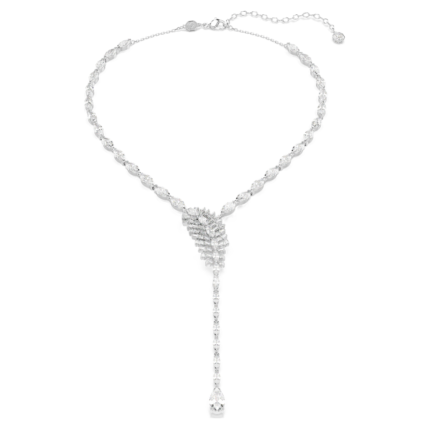 swarovski vienna y necklace  mixed cuts  feather  white  rhodium plated