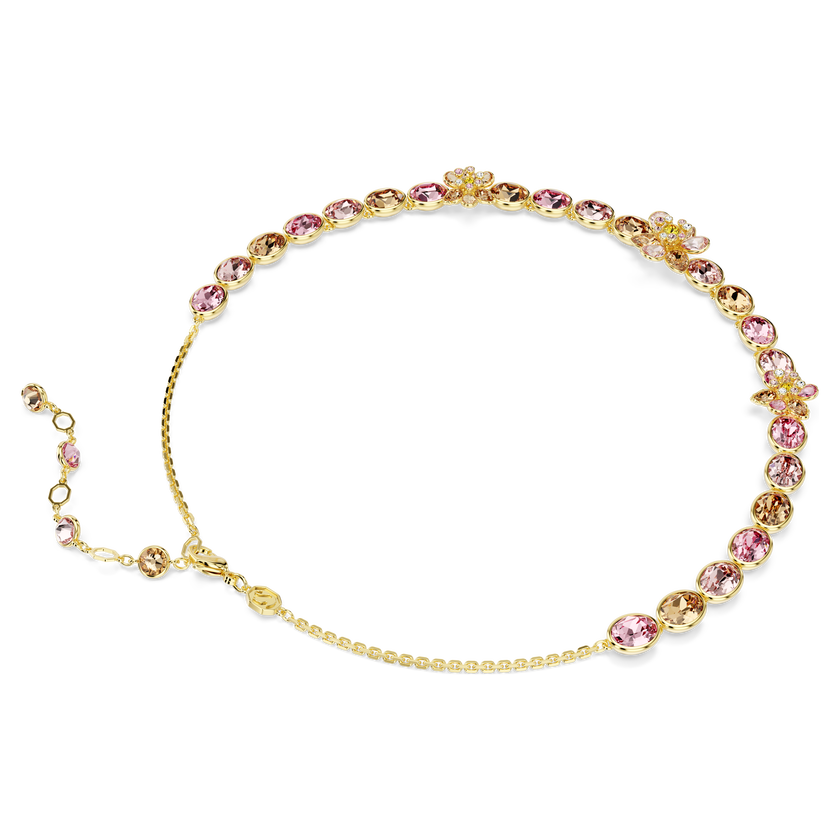 swarovski idyllia necklace  mixed cuts  flower  multicolored  gold tone plated