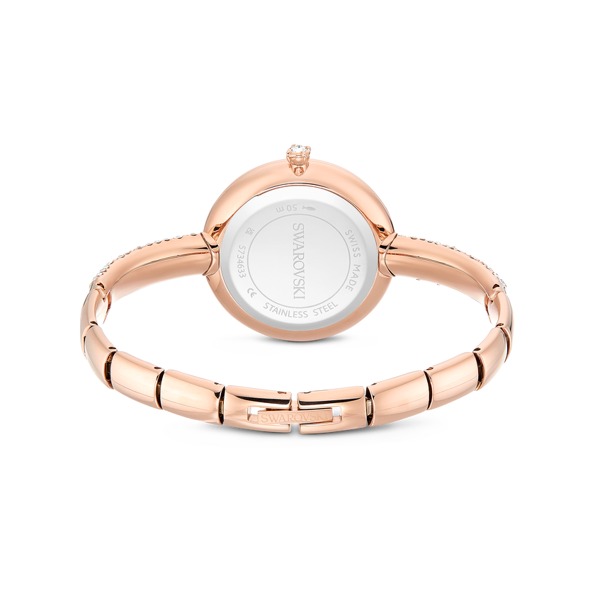 swarovski sublima bangle watch  swiss made  metal bracelet  rose gold tone  rose gold tone finish