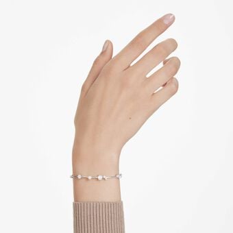 swarovski constella bracelet  crystal pearl  round cuts  white  rhodium plated