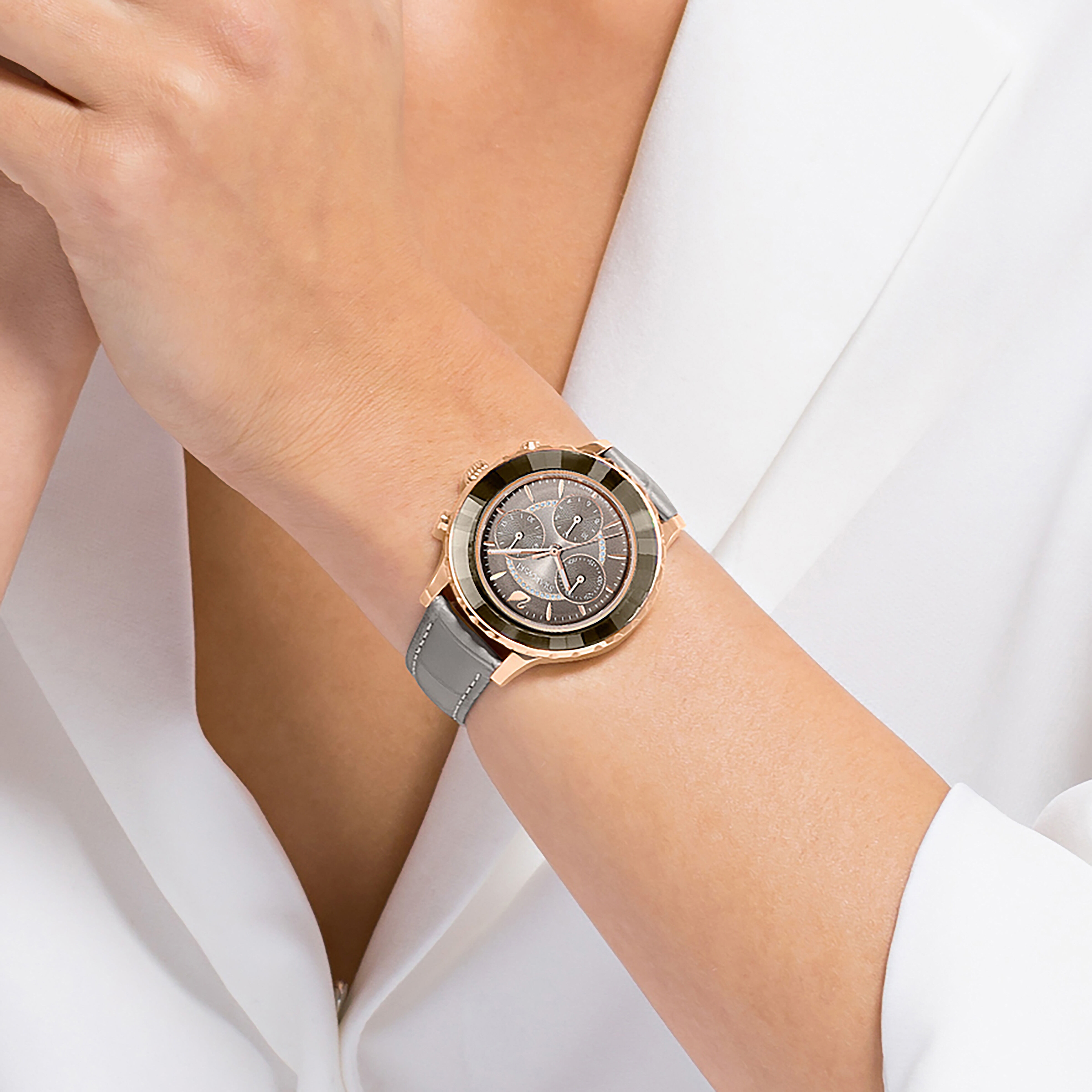 Swarovski watch hot sale leather strap