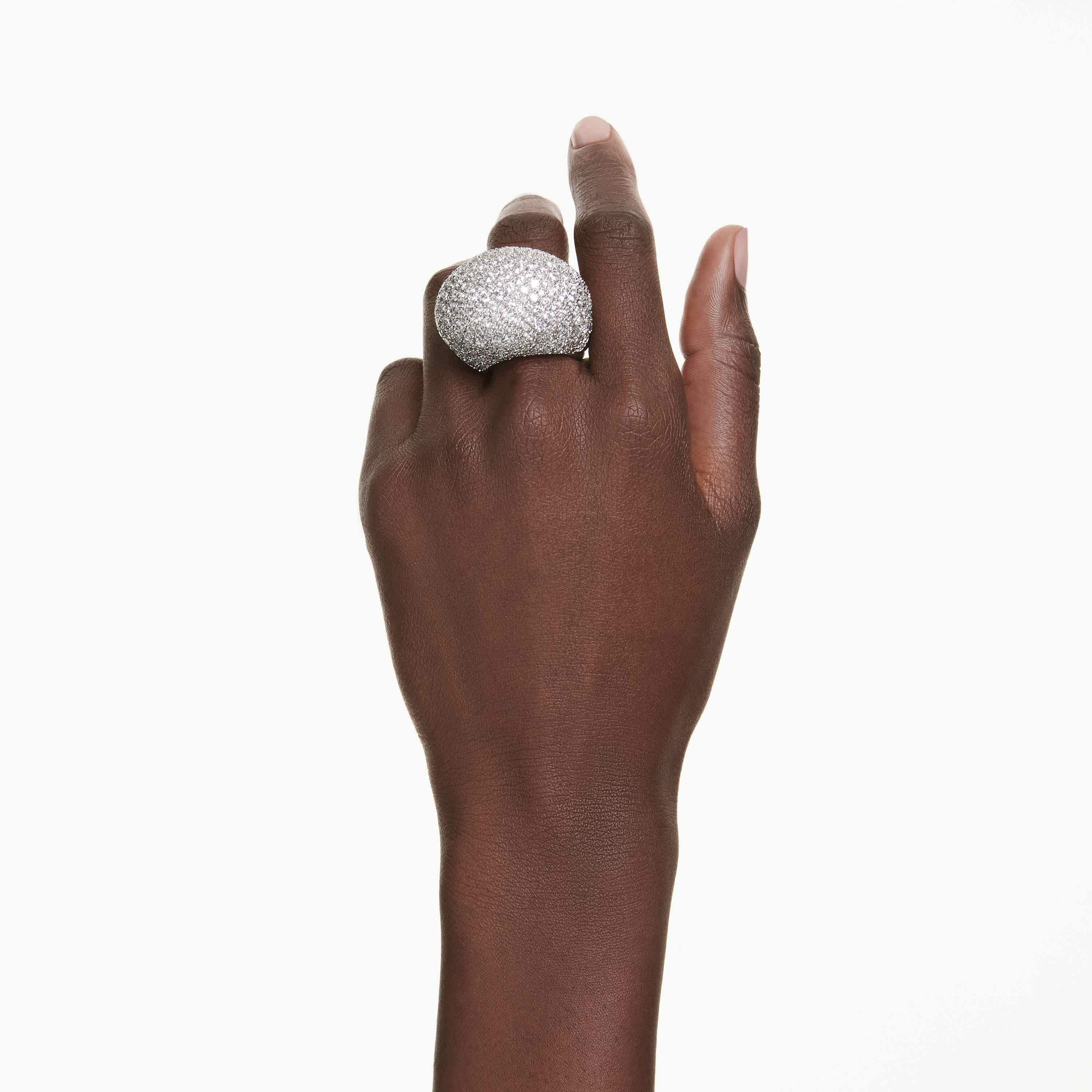 swarovski sublima cocktail ring  large  white  rhodium plated