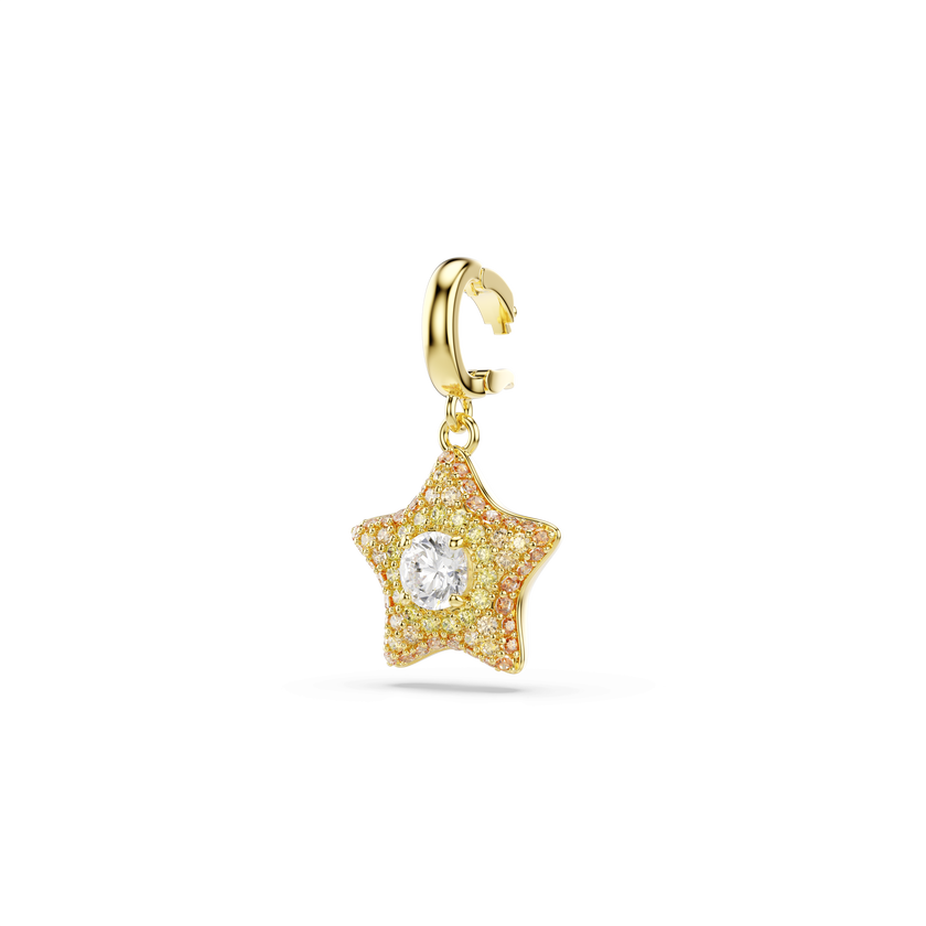 swarovski sublima charm  round cut  star  yellow  18k gold finish