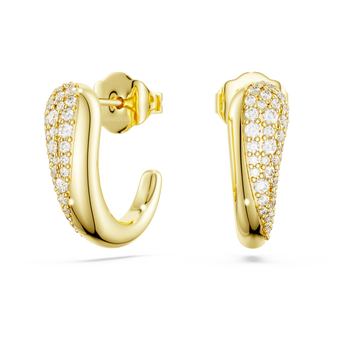swarovski classica hoop earrings  round cut  white  sterling silver  18k gold finish