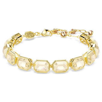 swarovski millenia tennis bracelet  octagon cut  caramel  gold tone plated