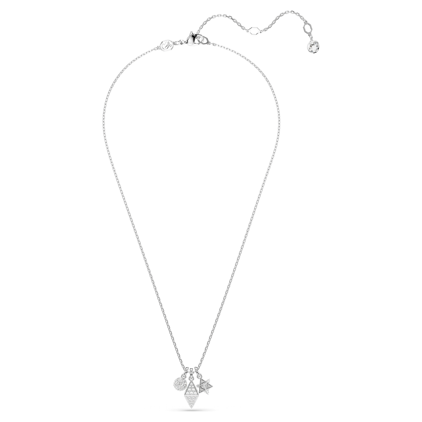 swarovski dextera pendant  round cut  sphere and cube  white  rhodium plated