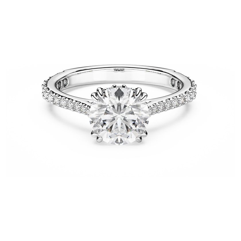 swarovski stilla cocktail ring  round cut  pav   white  silver tone finish