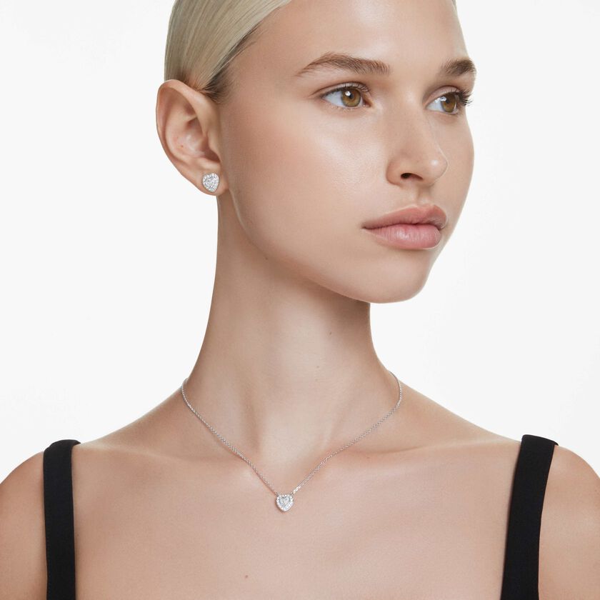ariana grande x swarovski pendant  mixed cuts  heart  white  rhodium plated
