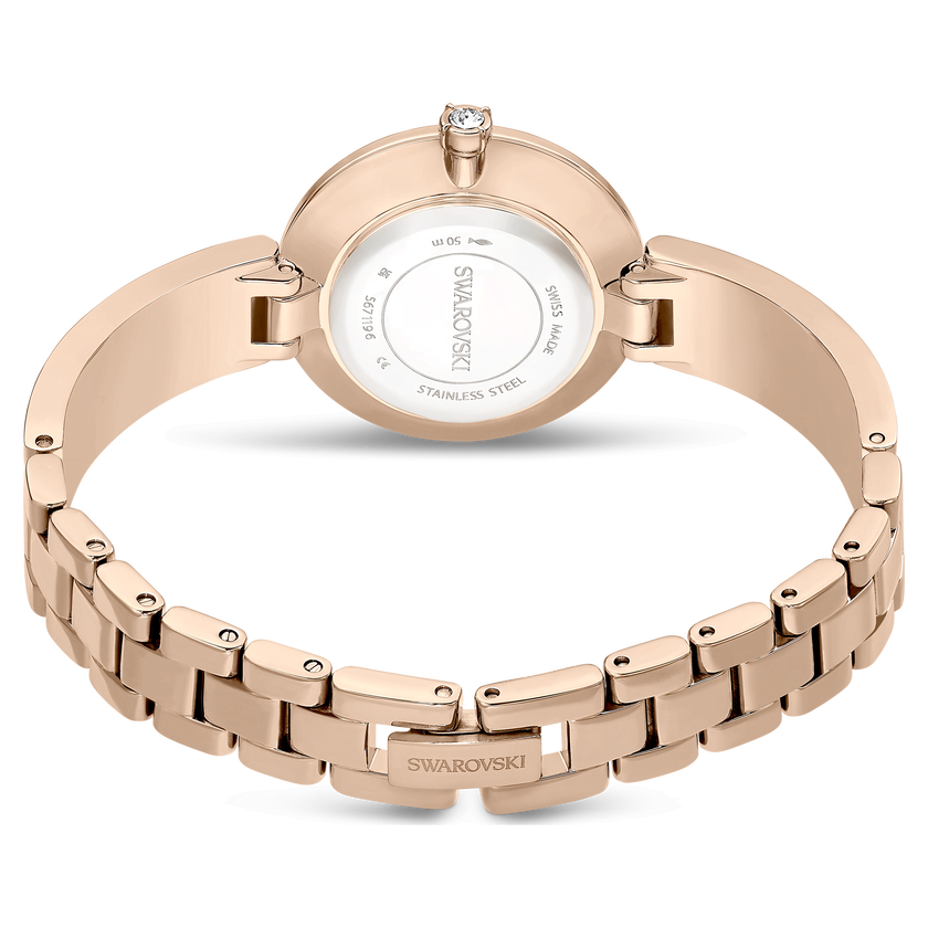 swarovski illumina watch  swiss made  metal bracelet  gold tone  champagne gold tone finish