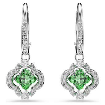swarovski una angelic drop earrings  mixed cuts  green  rhodium plated
