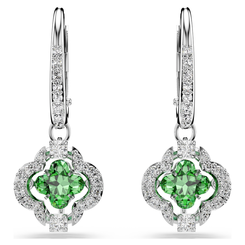 swarovski una angelic drop earrings  mixed cuts  green  rhodium plated