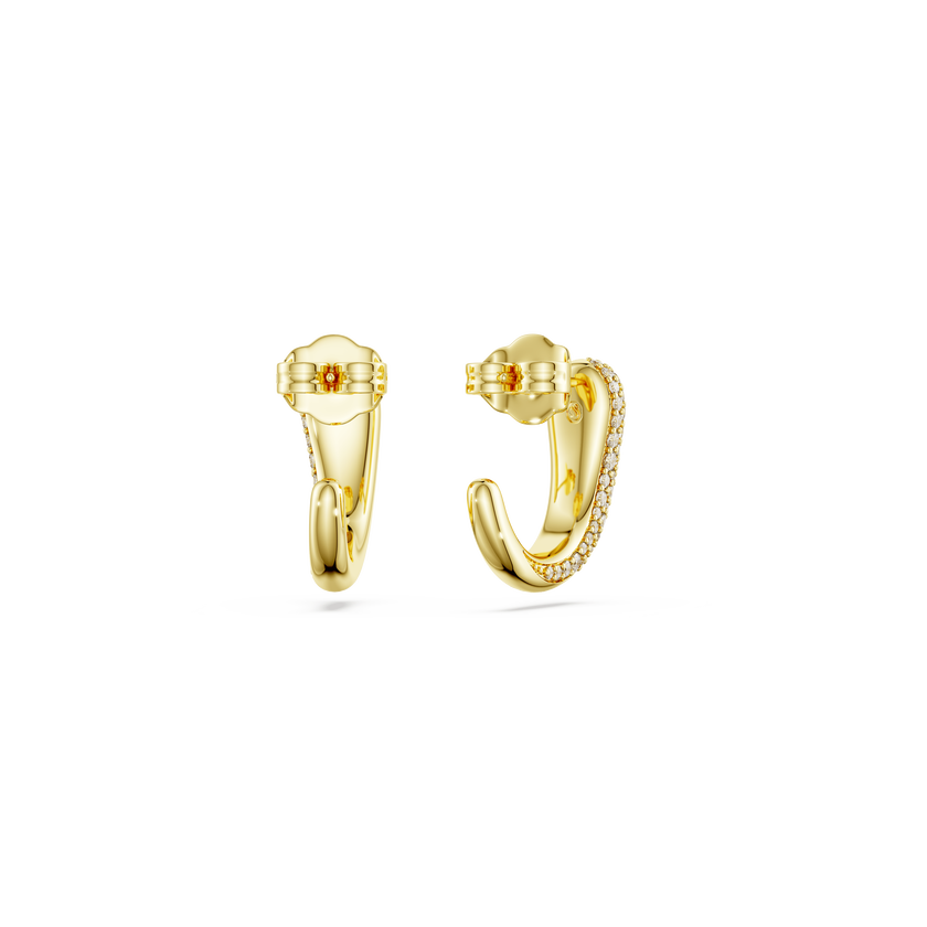 swarovski classica hoop earrings  round cut  white  sterling silver  18k gold finish