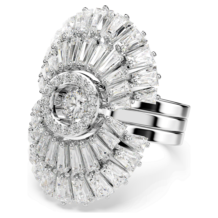 swarovski idyllia ring  set  3   mixed cuts  shell  white  rhodium plated