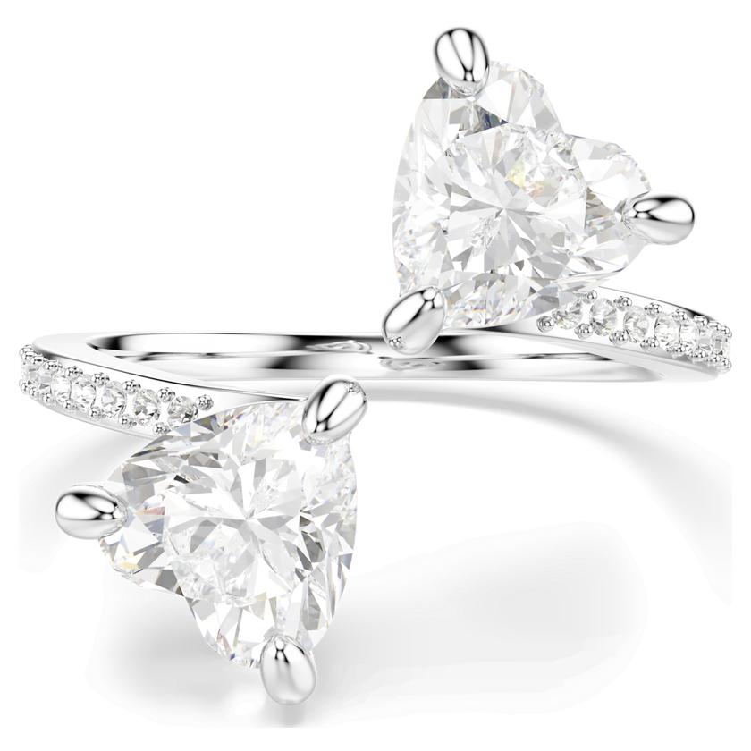 swarovski mesmera attract open ring  heart cut  pav   heart  white  silver tone finish
