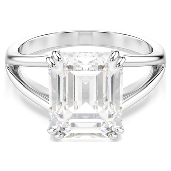 swarovski stilla ring  octagon cut  white  silver tone finish