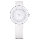 Crystalline Lustre watch, Swiss Made, Leather strap, White, Stainless steel
