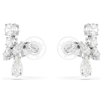 swarovski matrix clip earrings  mixed cuts  white  rhodium plated