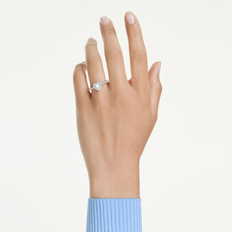 swarovski una angelic motif ring  mixed cuts  heart  white  rhodium plated
