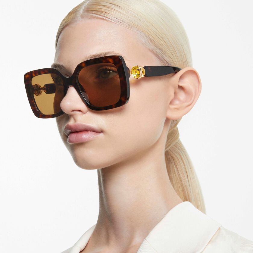 swarovski sunglasses  oversized  square shape  sk6001 el sq  brown