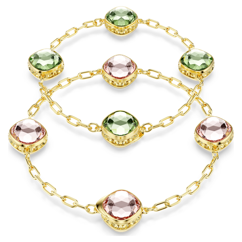 swarovski chroma strandage  octagon cut  green  gold tone plated